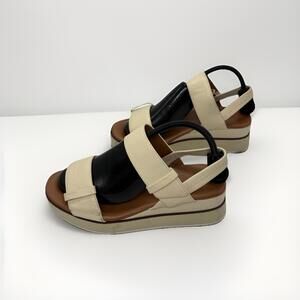 Caslon Briana Sandals Leather Strap Platforms Cream Beige Ivory Sz 10